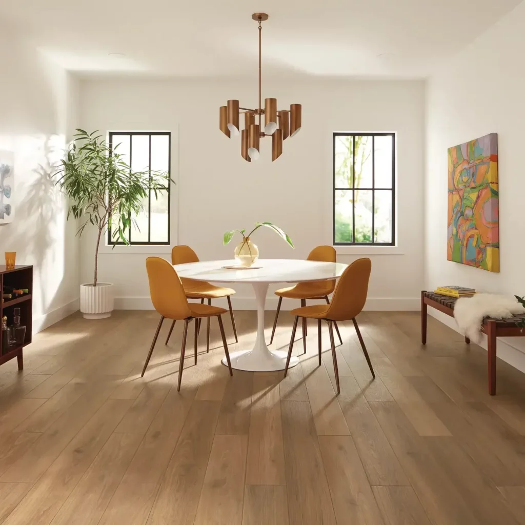 COREtec Luxury Vinyl in a warm light brown wood | Hadinger Flooring